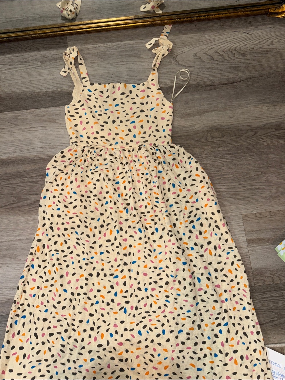 Zara Cream A-Line Dress with Multicolor Confetti Dots - Picture 2 of 3